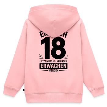 Endlich 18 – Lustiges Geburtstagsshirt zum Erwachs - Kinder Premium Organic Zip Hoodie - Rosa - Hinten - AI Model Kid Female (0cm)
