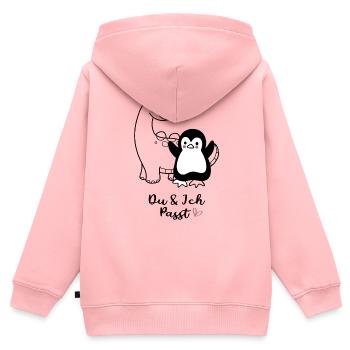 Kuschliger Pinguin mit Herzchen - Kinder Premium Organic Zip Hoodie - Rosa - Hinten - AI Model Kid Female (0cm)