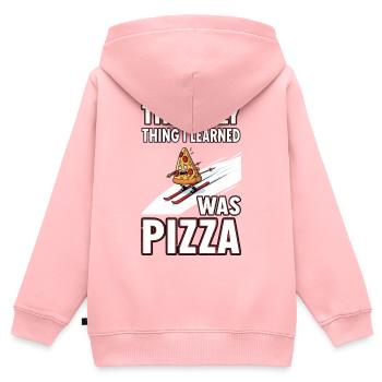 Pizza auf Skiern Lektion - Kinder Premium Organic Zip Hoodie - Rosa - Hinten - AI Model Kid Female (0cm)