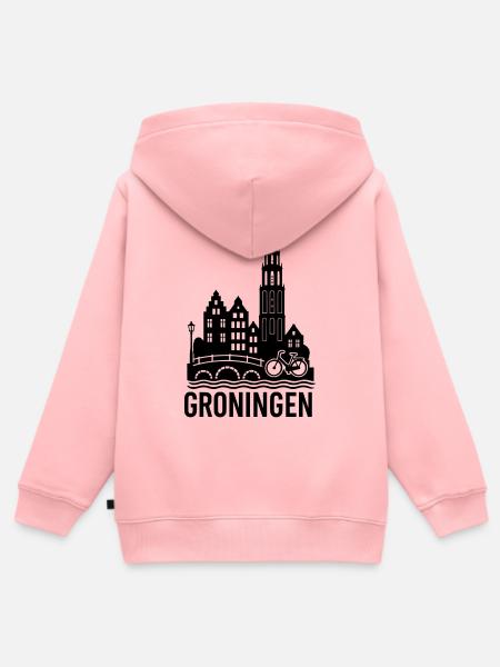 groningen silhouette - Kinder Premium Organic Zip Hoodie - Rosa