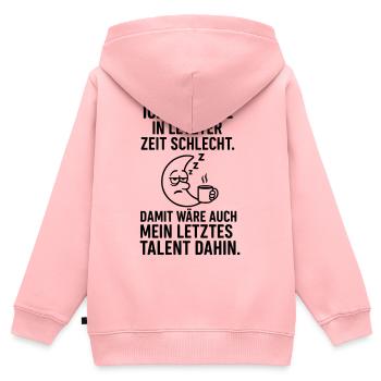 Mal dormir, talent disparu - Sweat Premium à capuche zippé enfant bio - rose - Dos - AI Model Kid Female (0cm)