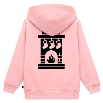 Chaussette de Noël avec cheminée - Sweat Premium à capuche zippé enfant bio - rose - Dos - AI Model Kid Female (0cm)