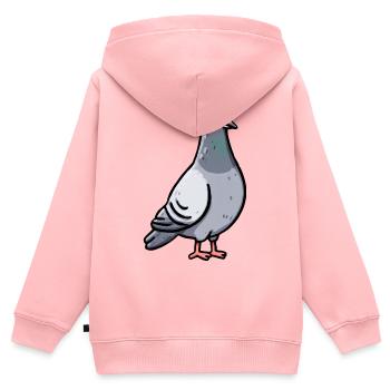 Verspieltes Taubenporträt - Kinder Premium Organic Zip Hoodie - Rosa - Hinten - AI Model Kid Female (0cm)