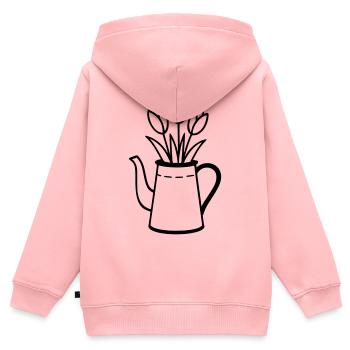 Cruche avec tulipes – motif de fleurs de printemps - Sweat Premium à capuche zippé enfant bio - rose - Dos - AI Model Kid Female (0cm)