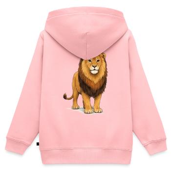 Löwe Tier - Kinder Premium Organic Zip Hoodie - Rosa - Hinten - AI Model Kid Female (0cm)