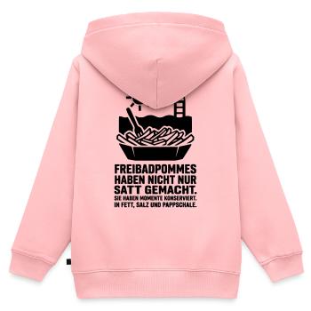 freibad pommes kult - Kinder Premium Organic Zip Hoodie - Rosa - Hinten - AI Model Kid Female (0cm)
