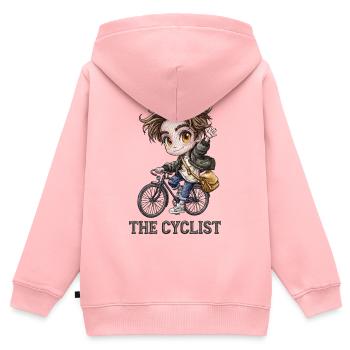 Aventure des cyclistes Chibi - Sweat Premium à capuche zippé enfant bio - rose - Dos - AI Model Kid Female (0cm)