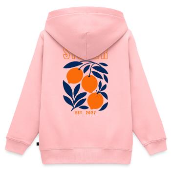 Sister 2027 - Kinder Premium Organic Zip Hoodie - Rosa - Hinten - AI Model Kid Female (0cm)