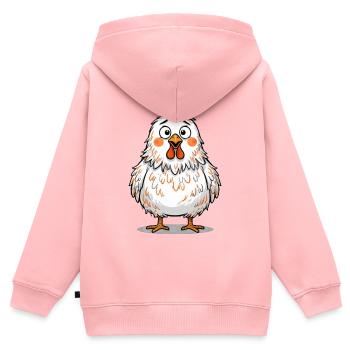 Lustiges Verwirrtes Huhn Funny Chicken - Kinder Premium Organic Zip Hoodie - Rosa - Hinten - AI Model Kid Female (0cm)