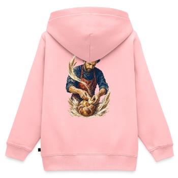 Handwerklicher Bäcker: Rustikales Brot - Kinder Premium Organic Zip Hoodie - Rosa - Hinten - AI Model Kid Female (0cm)