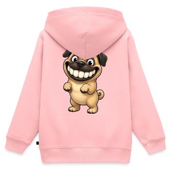 Lustiger Mops Comic zeigt Zähne - Kinder Premium Organic Zip Hoodie - Rosa - Hinten - AI Model Kid Female (0cm)