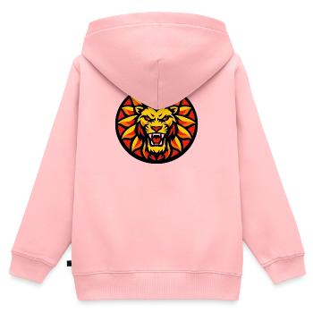 Feuerlöwe Sonnenkreis Emblem - Kinder Premium Organic Zip Hoodie - Rosa - Hinten - AI Model Kid Female (0cm)