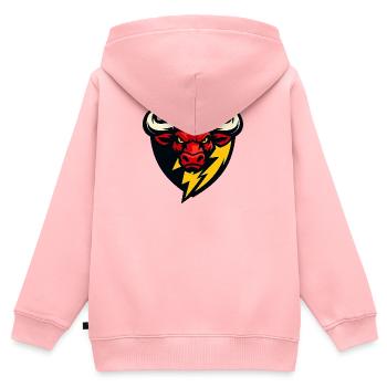 Roter Bullenblitz Schild - Kinder Premium Organic Zip Hoodie - Rosa - Hinten - AI Model Kid Female (0cm)