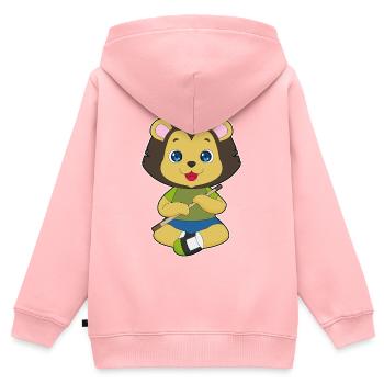 Löwe Musiker Flöte Musik - Kinder Premium Organic Zip Hoodie - Rosa - Hinten - AI Model Kid Female (0cm)