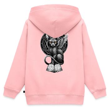 Flügelkatze mit Runen - Kinder Premium Organic Zip Hoodie - Rosa - Hinten - AI Model Kid Female (0cm)