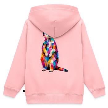 Buntes Erdmännchen mit Farbklecksen  - Kinder Premium Organic Zip Hoodie - Rosa - Hinten - AI Model Kid Female (0cm)