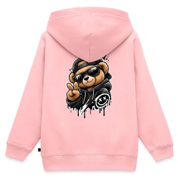 Graffiti Panda König Hoodie - Kinder Premium Organic Zip Hoodie - Rosa - Hinten - AI Model Kid Female (0cm)