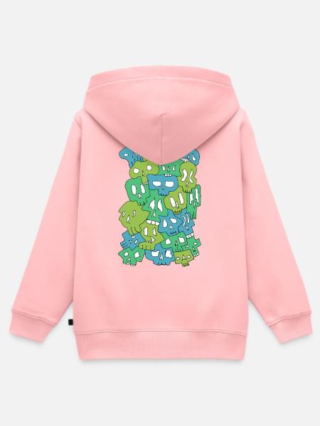 Skulls (Greens) - Kinder Premium Organic Zip Hoodie - Rosa