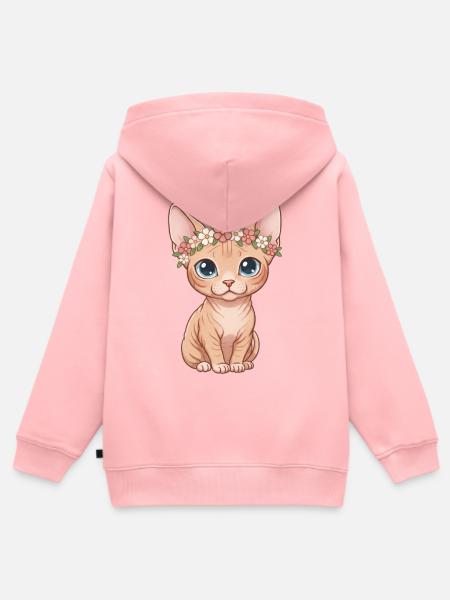 Sphynx Katze - Kinder Premium Organic Zip Hoodie - Rosa