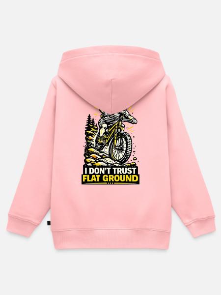 Mountainbiker vertraut flachem Boden nicht - Kinder Premium Organic Zip Hoodie - Rosa