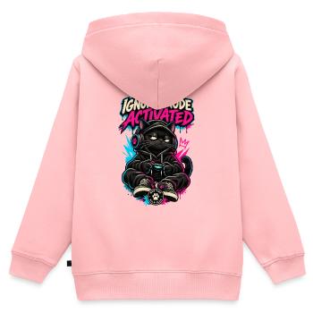 RobVibe Wild Club – Cat Ignore Mode Activated - Kinder Premium Organic Zip Hoodie - Rosa - Hinten - AI Model Kid Female (0cm)