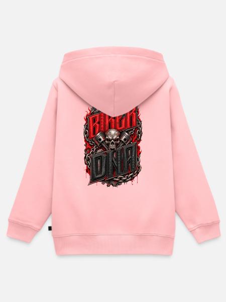 Biker DNA Skull Engine - Kinder Premium Organic Zip Hoodie - Rosa