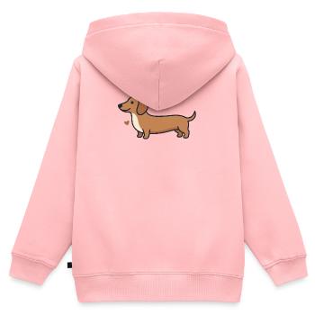 Illustration du cœur de teckel - Sweat Premium à capuche zippé enfant bio - rose - Dos - AI Model Kid Female (0cm)