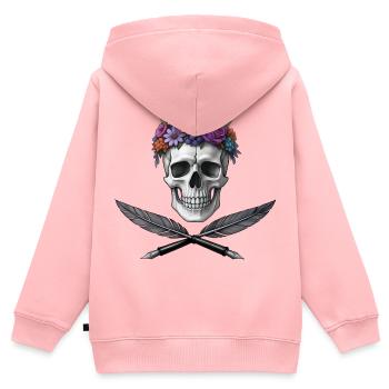 PIRATE POET - dark hell - Sweat Premium à capuche zippé enfant bio - rose - Dos - AI Model Kid Female (0cm)
