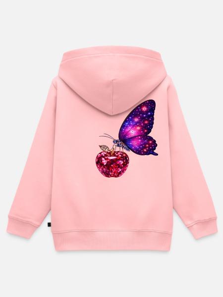 Rubin-Leben – Power Butterfly - Kinder Premium Organic Zip Hoodie - Rosa