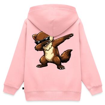 Martre à tamponner - Sweat Premium à capuche zippé enfant bio - rose - Dos - AI Model Kid Female (0cm)