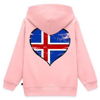 Drapeau du cœur islandais utilisé - Sweat Premium à capuche zippé enfant bio - rose - Dos - AI Model Kid Female (0cm)