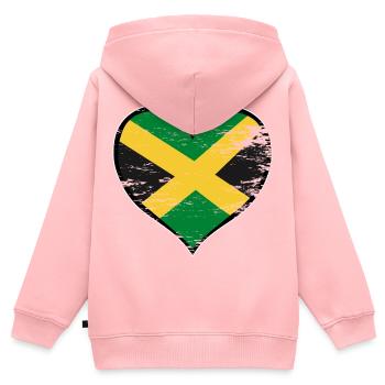 Jamaika_Herzflagge_used - Sweat Premium à capuche zippé enfant bio - rose - Dos - AI Model Kid Female (0cm)