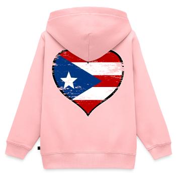Puerto Rico Herzflagge used - Kinder Premium Organic Zip Hoodie - Rosa - Hinten - AI Model Kid Female (0cm)
