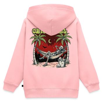 Chill A Mal – Skelett Hängematte Sommer Humor - Kinder Premium Organic Zip Hoodie - Rosa - Hinten - AI Model Kid Female (0cm)