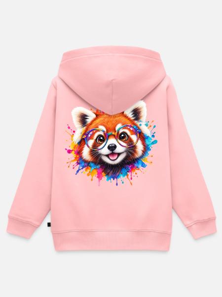 Roter Panda mit Brille - Kinder Premium Organic Zip Hoodie - Rosa