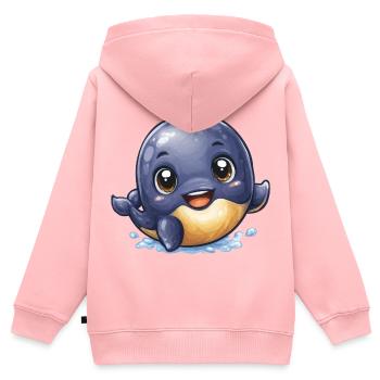 Kuschelbaby Wal im Wasserspiel - Kinder Premium Organic Zip Hoodie - Rosa - Hinten - AI Model Kid Female (0cm)