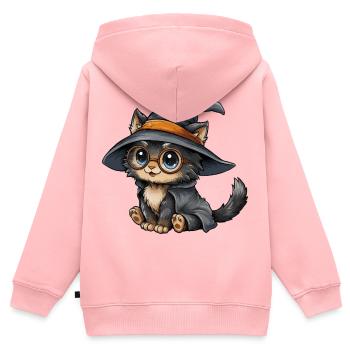 Katzenzauberer mit Brille - Kinder Premium Organic Zip Hoodie - Rosa - Hinten - AI Model Kid Female (0cm)