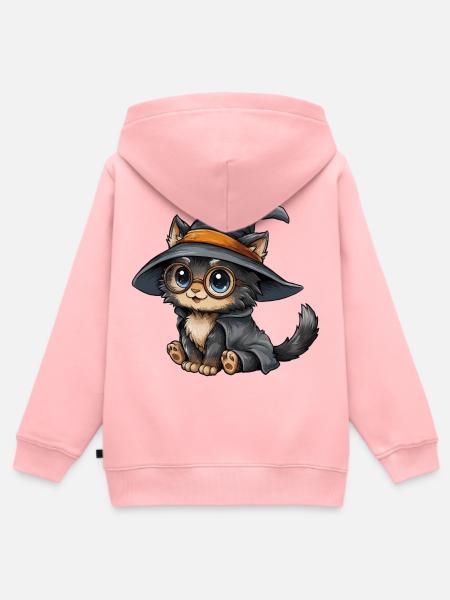 Katzenzauberer mit Brille - Kinder Premium Organic Zip Hoodie - Rosa