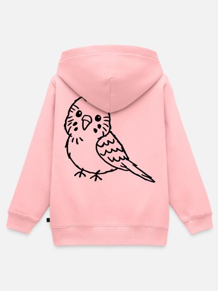 Handgezeichneter Wellensittich - Kinder Premium Organic Zip Hoodie - Rosa