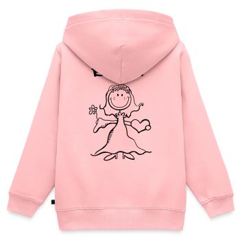 Braut Strichmännchen mit Herz - Hochzeit - heirat - Kinder Premium Organic Zip Hoodie - Rosa - Hinten - AI Model Kid Female (0cm)