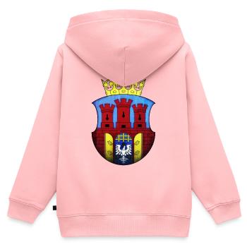 Krakau - Polen - Kinder Premium Organic Zip Hoodie - Rosa - Hinten - AI Model Kid Female (0cm)