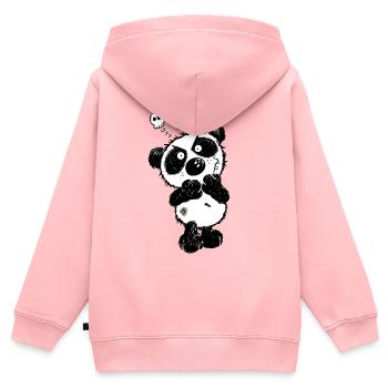 Grummeliger Panda - Kinder Premium Organic Zip Hoodie - Rosa - Hinten - AI Model Kid Female (0cm)