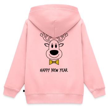 ALLES GUTE ZUM NEUEN JAHR. ALLES GUTE ZUM NEUEN JAHR. BESTE WÜNSCHE - Kinder Premium Organic Zip Hoodie - Rosa - Hinten - AI Model Kid Female (0cm)