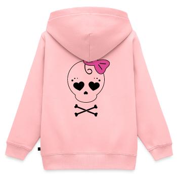 Mama & Tochter Kombi "Totenkopf & Schleife" rosa - Kinder Premium Organic Zip Hoodie - Rosa - Hinten - AI Model Kid Female (0cm)