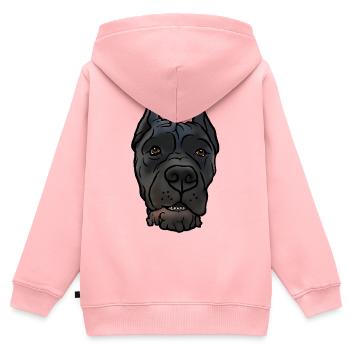 Cane Corso kupiert Kopf im Comicstyle - Kinder Premium Organic Zip Hoodie - Rosa - Hinten - AI Model Kid Female (0cm)
