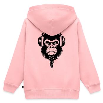 Café Entspannter Affe Wireless Kopfhörer Shirt - Kinder Premium Organic Zip Hoodie - Rosa - Hinten - AI Model Kid Female (0cm)