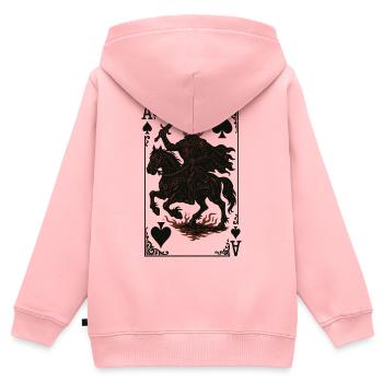 Carte Chevalier sur Coursier Enflammé - Sweat Premium à capuche zippé enfant bio - rose - Dos - AI Model Kid Female (0cm)