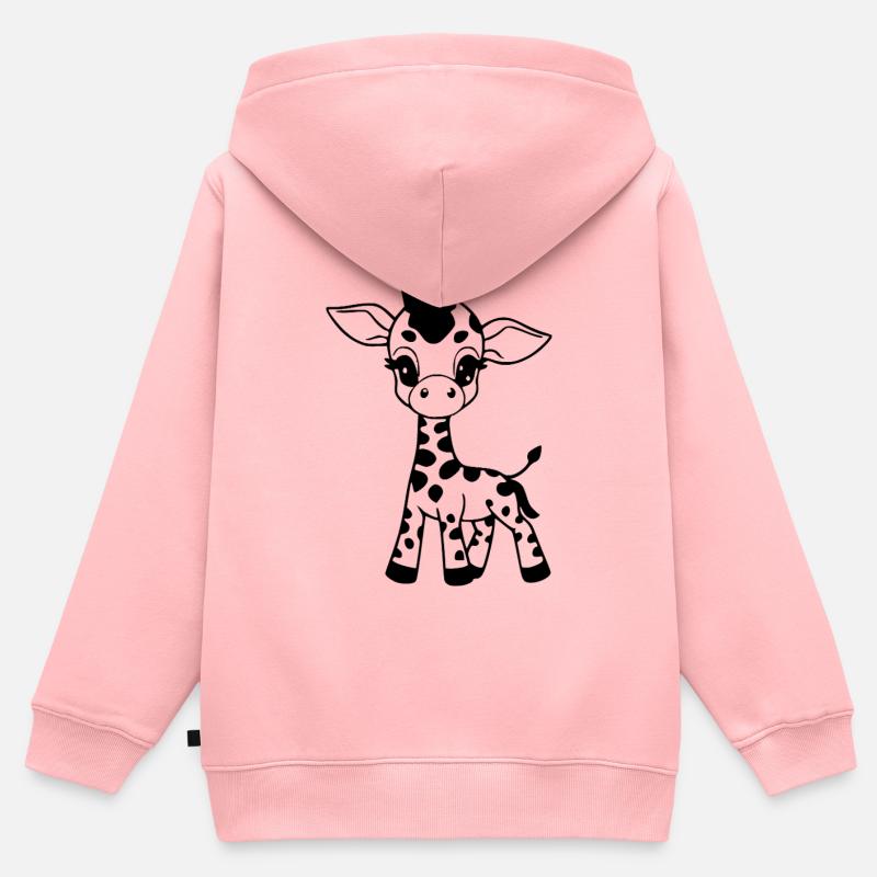 Girafe bébé girafe - Sweat Premium à capuche zippé enfant bio - rose