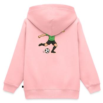 fussballspieler-cartoon-torschuss-gruen - Kinder Premium Organic Zip Hoodie - Rosa - Hinten - AI Model Kid Female (0cm)