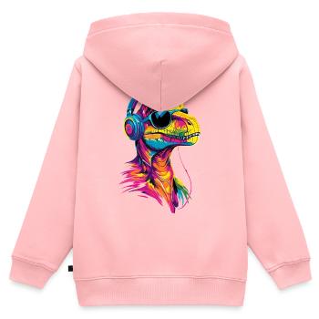Raptor Vélociraptor Dinosaure Dino Raptors - Sweat Premium à capuche zippé enfant bio - rose - Dos - AI Model Kid Female (0cm)